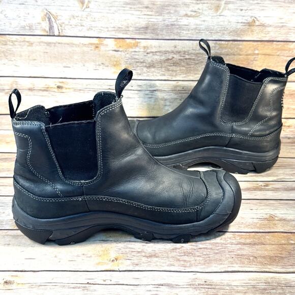 Keen Mens Black Leather Anchorage III Insulated Waterproof Boots SIze 10